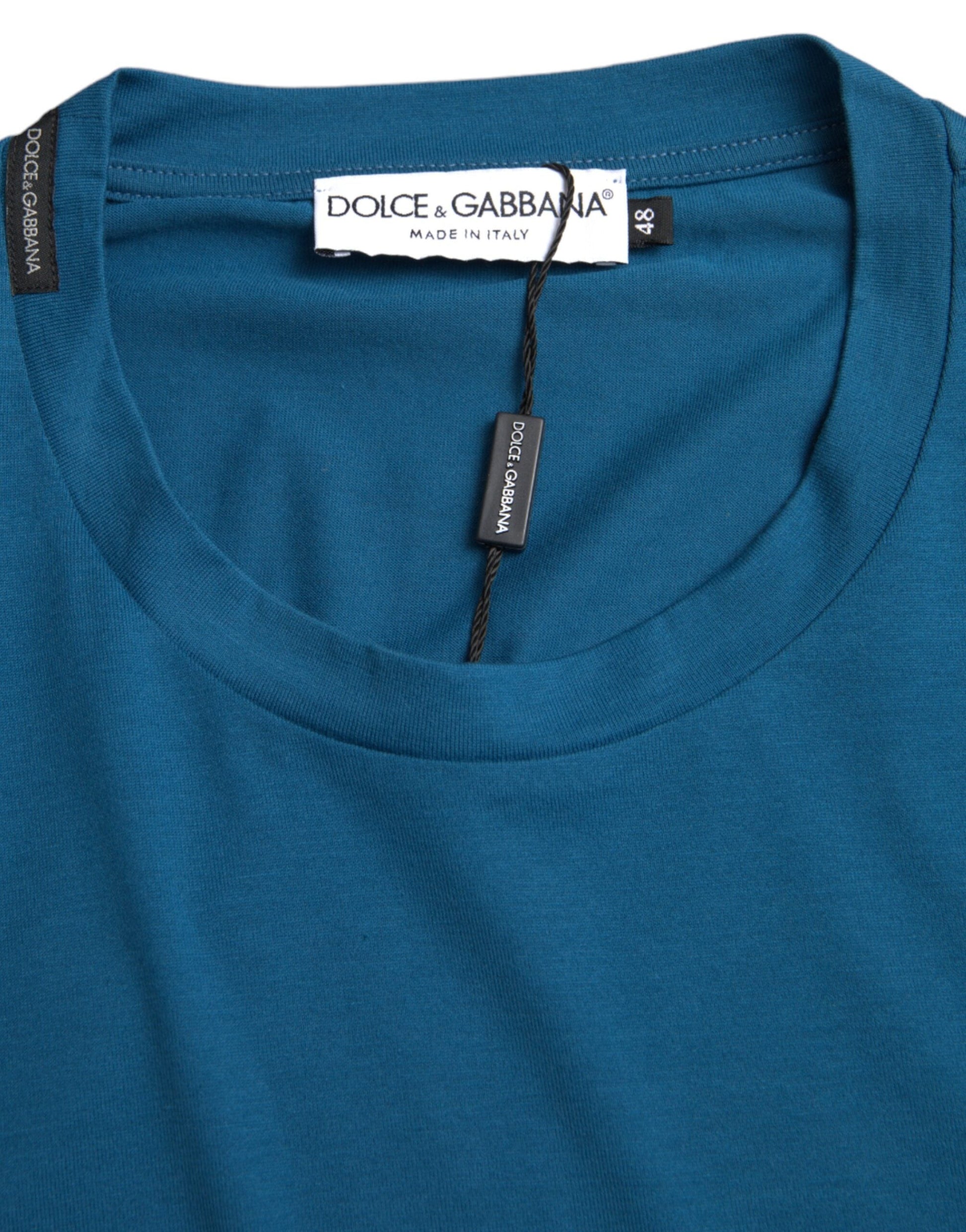 Dolce & Gabbana Blue Logo Round Neck Short Sleeves T-shirt - IT56 | XXL