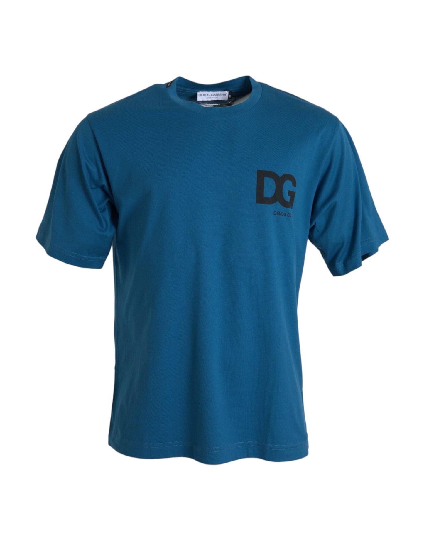 Dolce & Gabbana Blue Logo Round Neck Short Sleeves T-shirt - IT56 | XXL