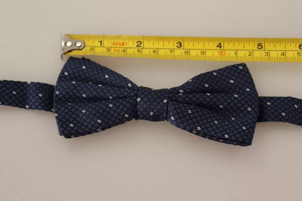 Dolce & Gabbana Blue Patterned Silk Adjustable Neck Bow Tie