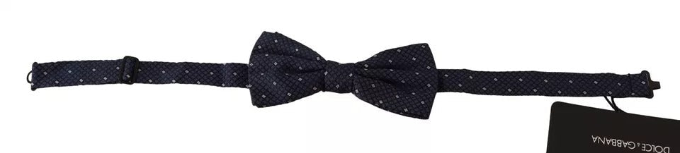 Dolce & Gabbana Blue Patterned Silk Adjustable Neck Bow Tie