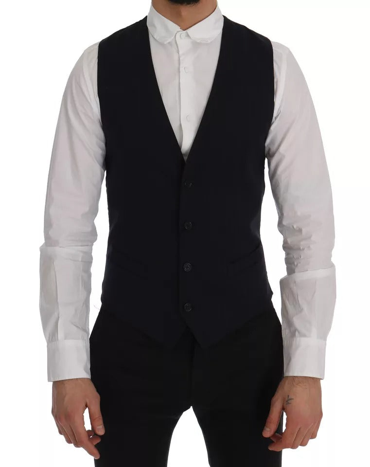 Dolce & Gabbana Blue Waistcoat Wool Stretch STAFF Vest - IT54 | XL