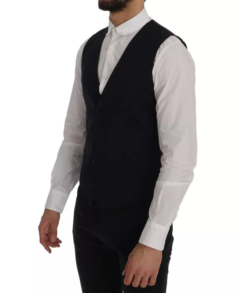 Dolce & Gabbana Blue Waistcoat Wool Stretch STAFF Vest - IT54 | XL