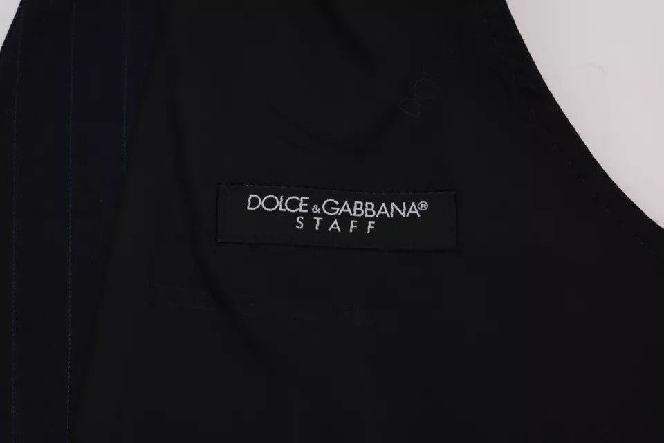 Dolce & Gabbana Blue Waistcoat Wool Stretch STAFF Vest - IT54 | XL