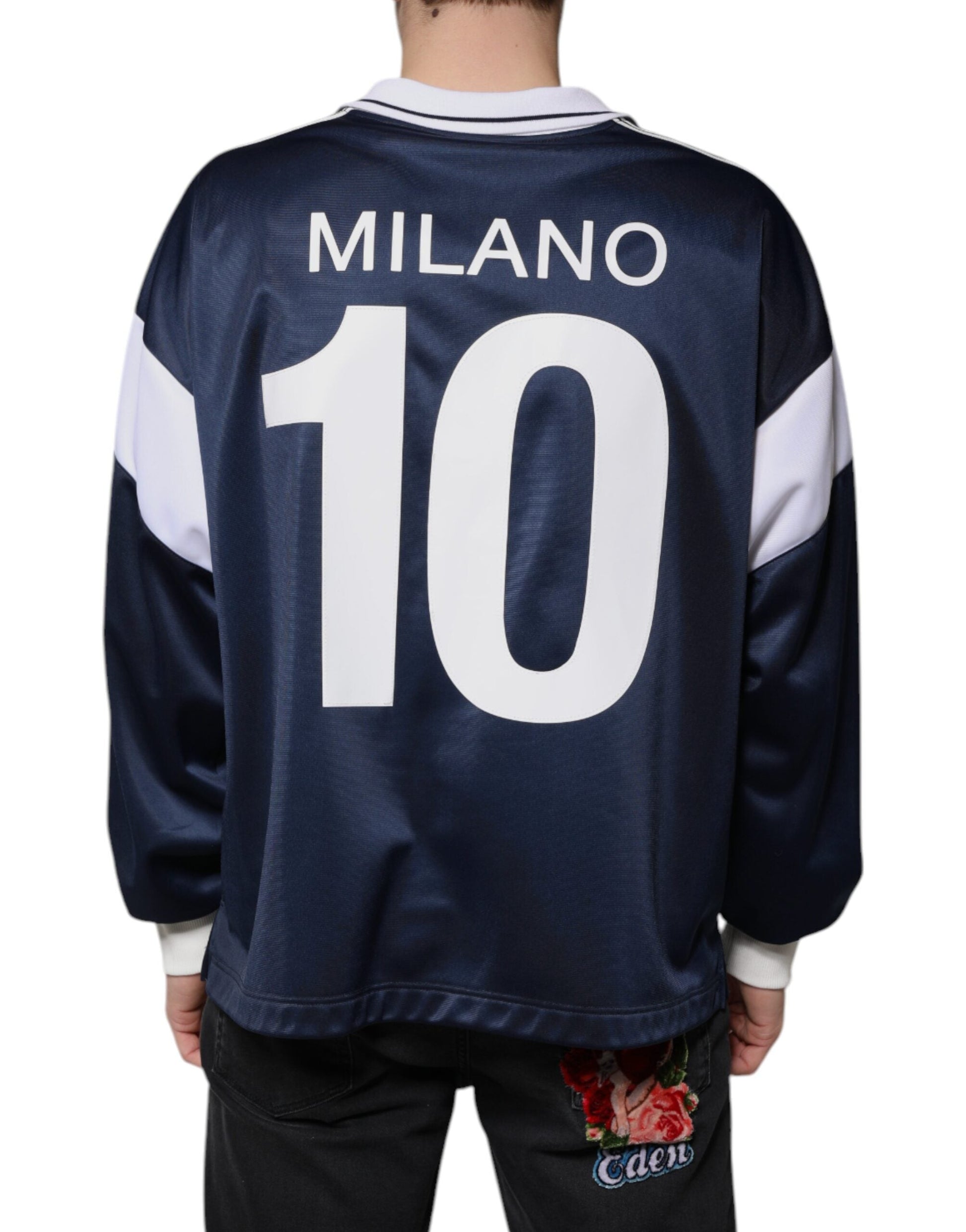 Dolce & Gabbana Blue White Milano Long Sleeve Jersey T-shirt - IT48 | M