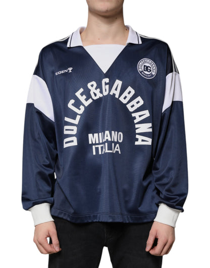 Dolce & Gabbana Blue White Milano Long Sleeve Jersey T-shirt - IT48 | M