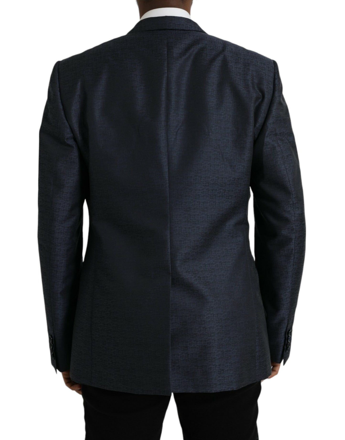 Dolce & Gabbana Blue Wool GOLD Single Breasted Coat Blazer - IT56 | XXL