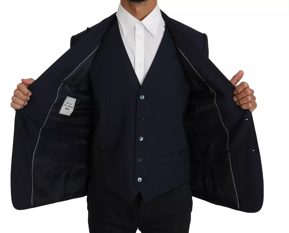 Dolce & Gabbana Blue Wool MARTINI Blazer Vest 2 Piece - IT50 | L