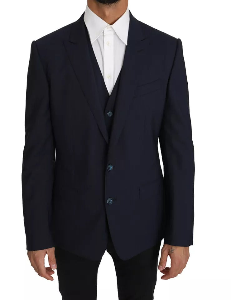 Dolce & Gabbana Blue Wool MARTINI Blazer Vest 2 Piece - IT50 | L