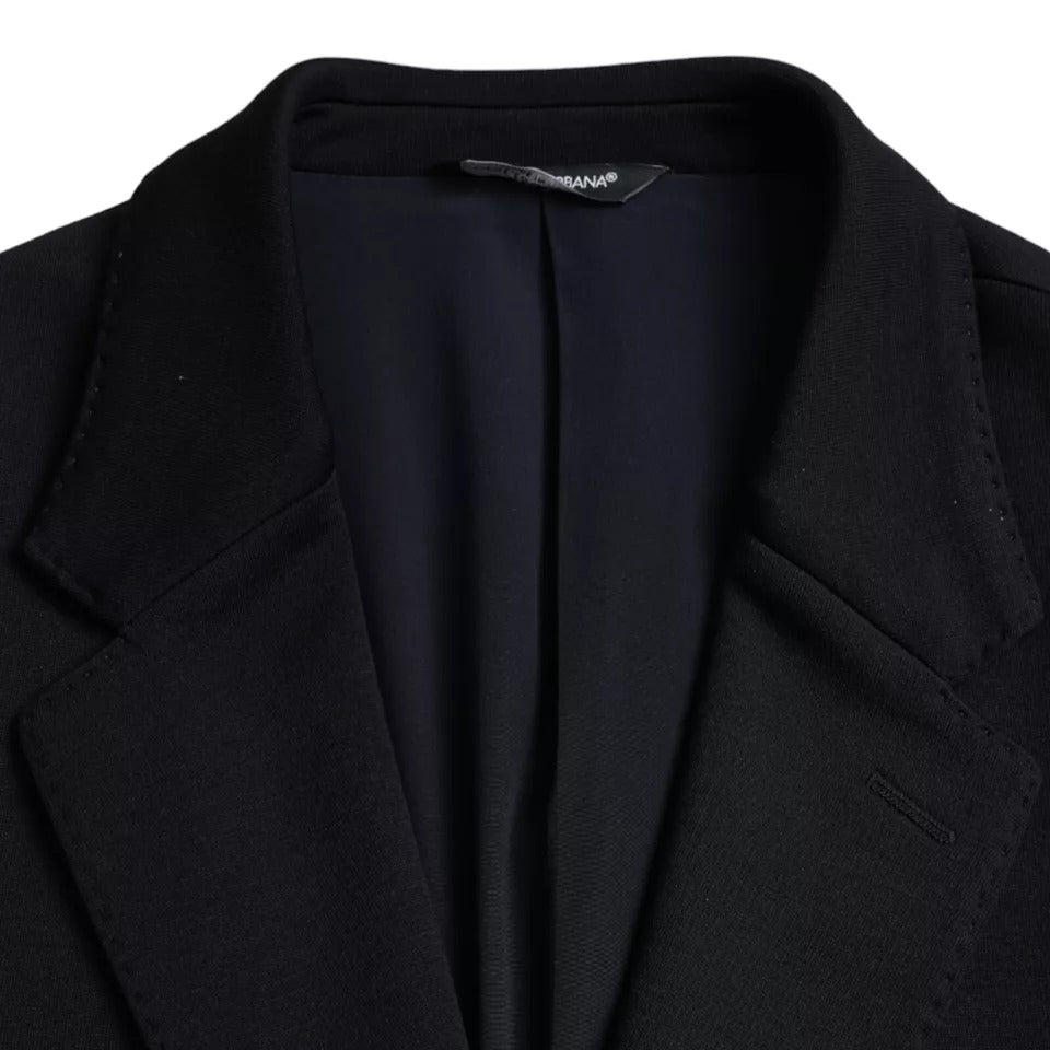 Dolce & Gabbana Blue Wool Notch Single Breasted Coat Blazer - IT48 | M