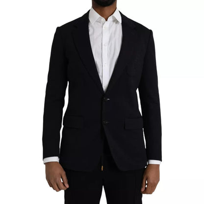 Dolce & Gabbana Blue Wool Notch Single Breasted Coat Blazer - IT48 | M