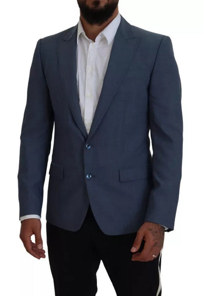 Dolce & Gabbana Blue Wool Stretch Slim Fit Jacket Blazer