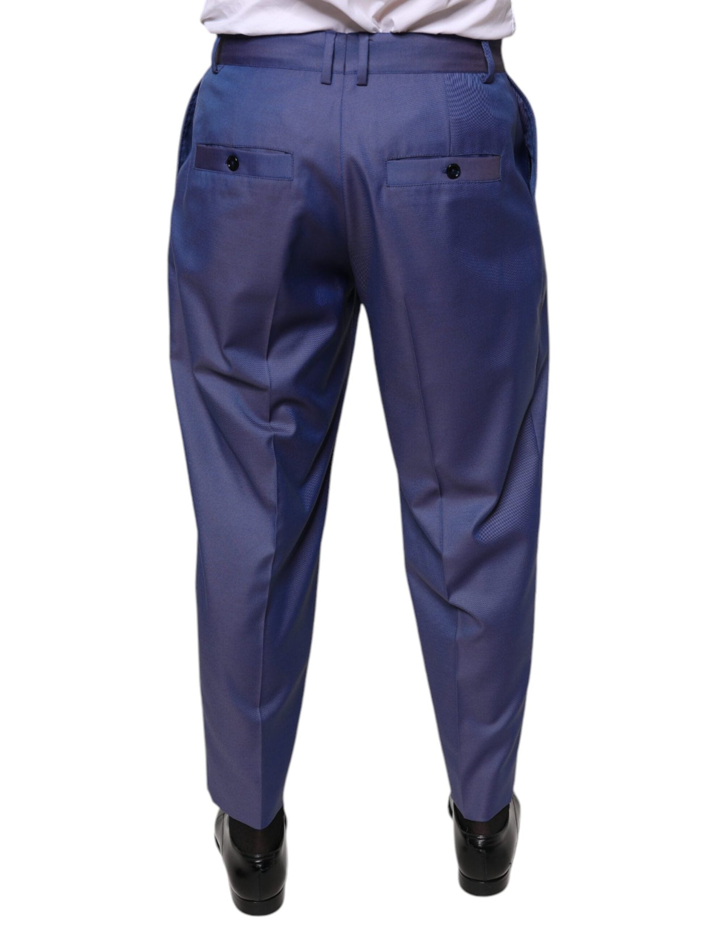 Dolce & Gabbana Blue Wool Tapered Formal Dress Pants - IT48 | M