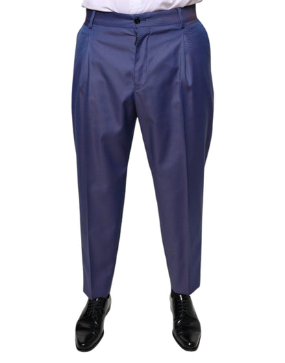 Dolce & Gabbana Blue Wool Tapered Formal Dress Pants - IT48 | M