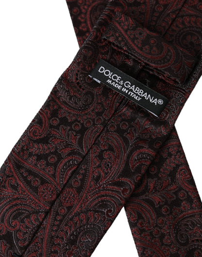 Dolce & Gabbana Bordeaux Patterned Silk Adjustable Men Tie