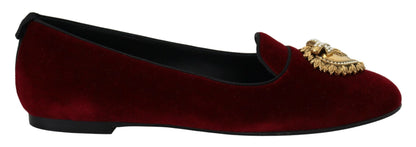 Dolce & Gabbana Bordeaux Velvet Devotion Loafers - EU35.5/US5