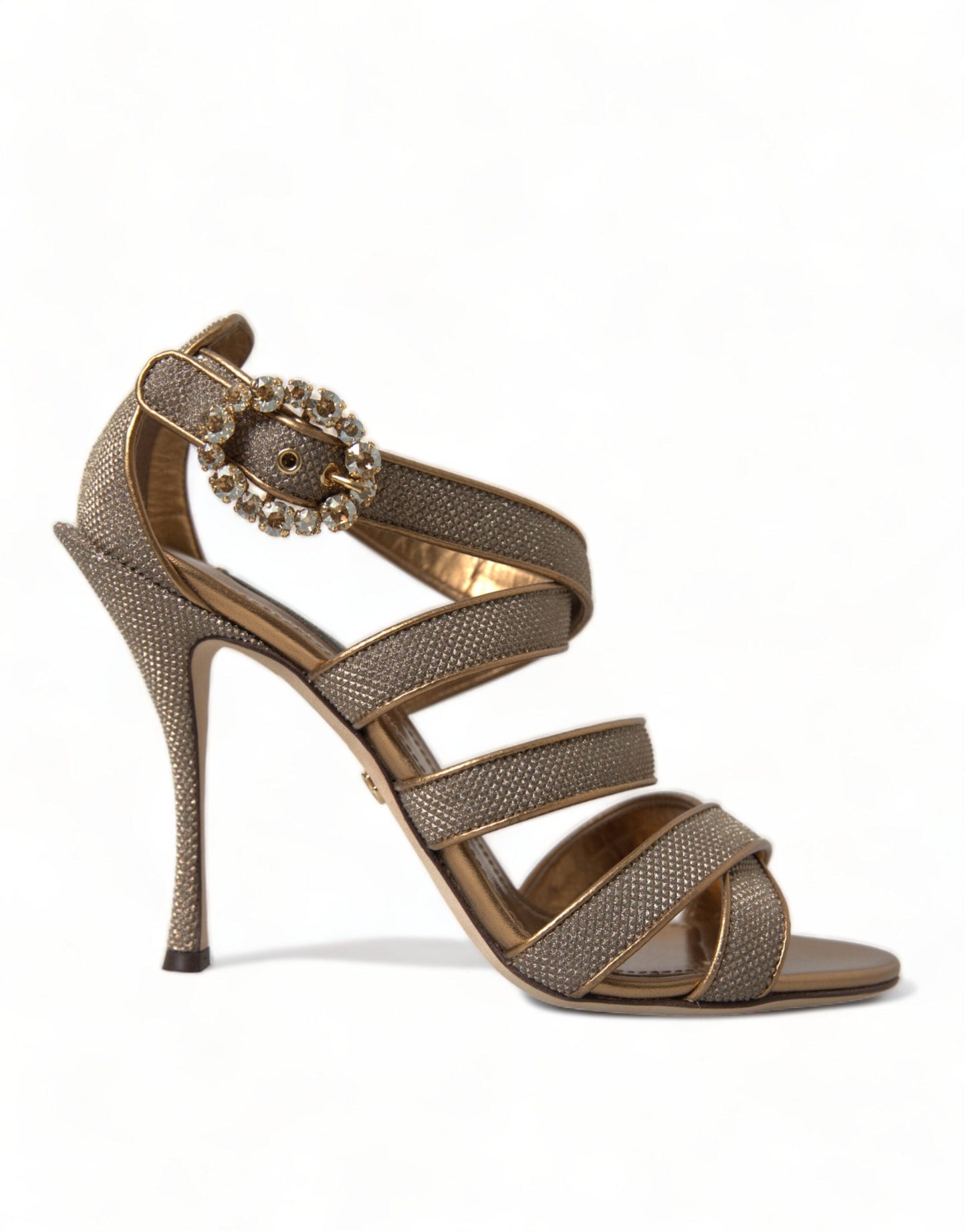 Dolce & Gabbana Bronze Crystal Stiletto Heels Sandals - EU40/US9.5