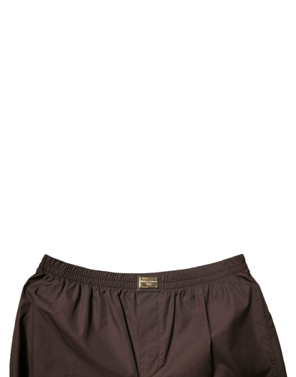 Dolce & Gabbana Brown Cotton Blend Men Mid Waist Shorts