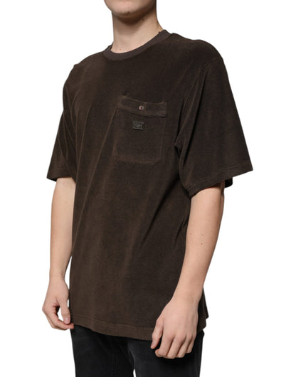 Dolce & Gabbana Brown Cotton Crew Neck Short Sleeves T-shirt - IT48 | M