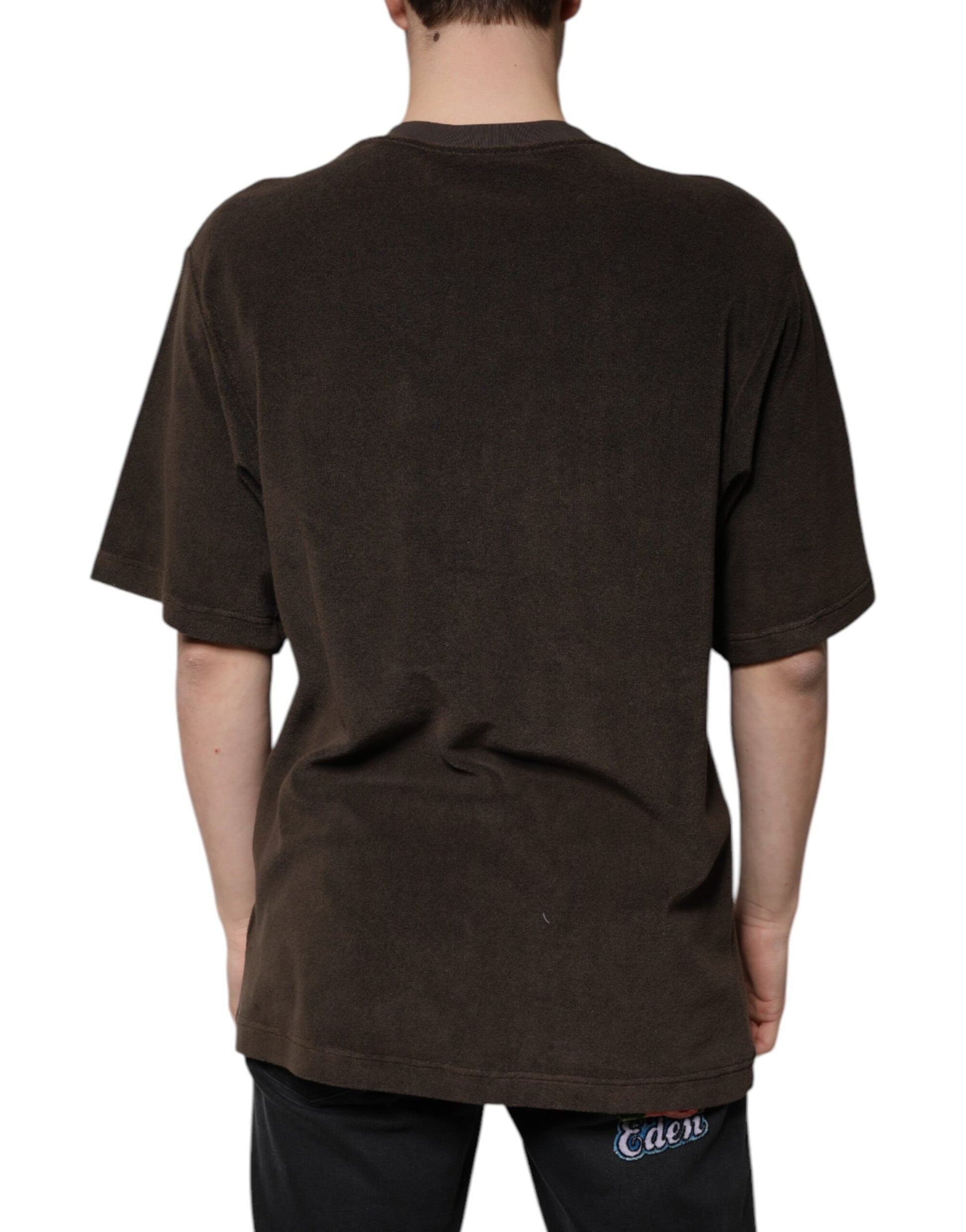 Dolce & Gabbana Brown Cotton Crew Neck Short Sleeves T-shirt - IT48 | M