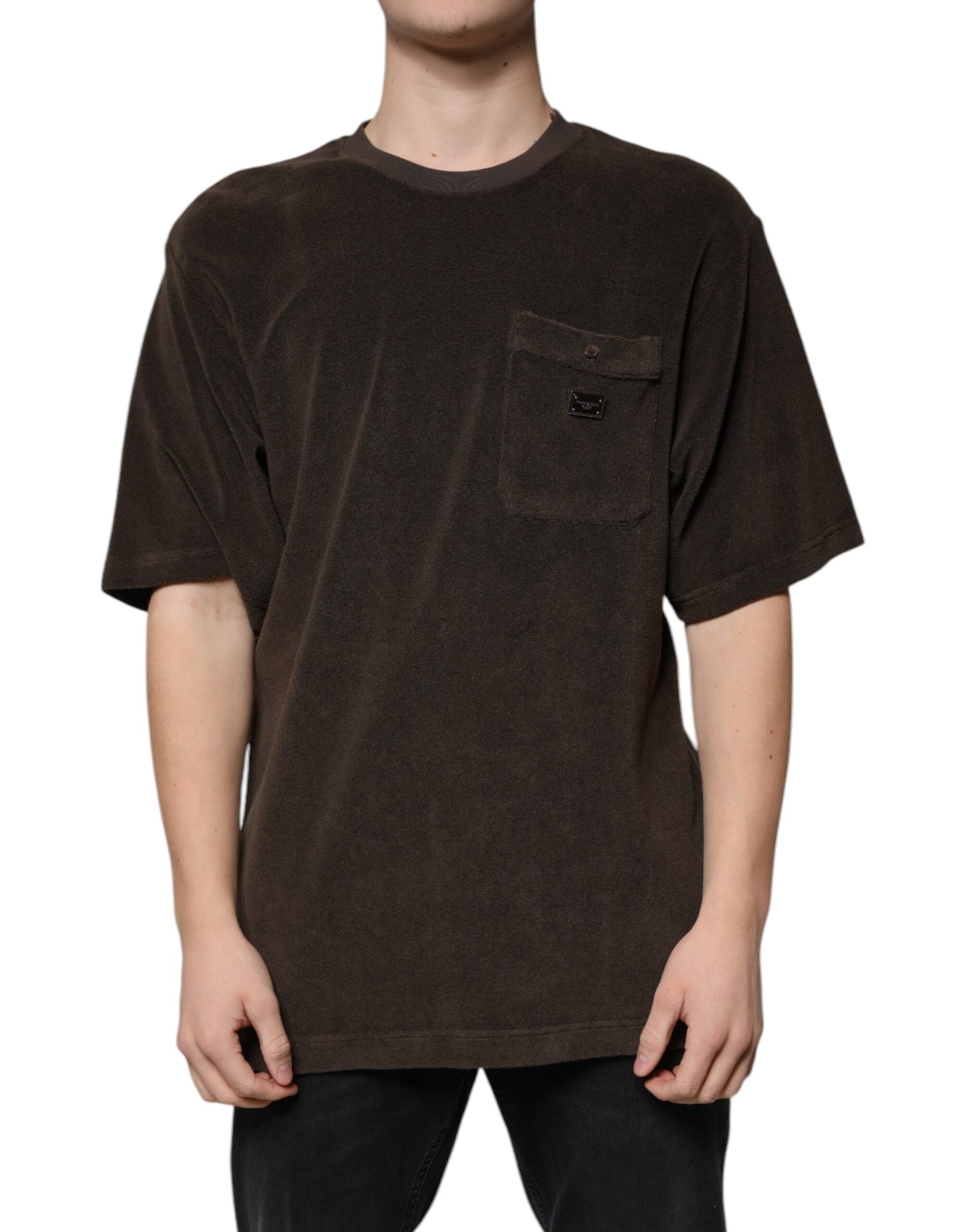 Dolce & Gabbana Brown Cotton Crew Neck Short Sleeves T-shirt - IT48 | M