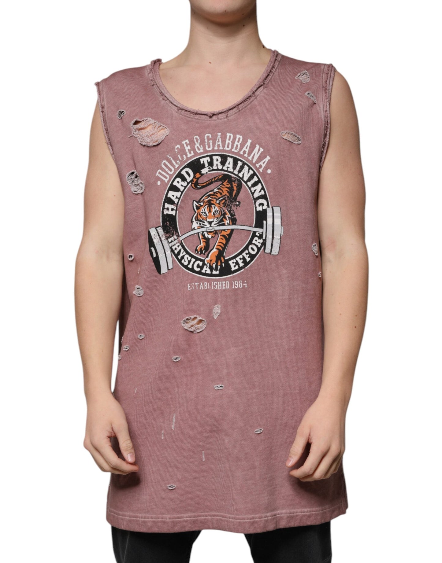 Dolce & Gabbana Brown Cotton Round Neck Sleeveless T-shirt - IT48 | M