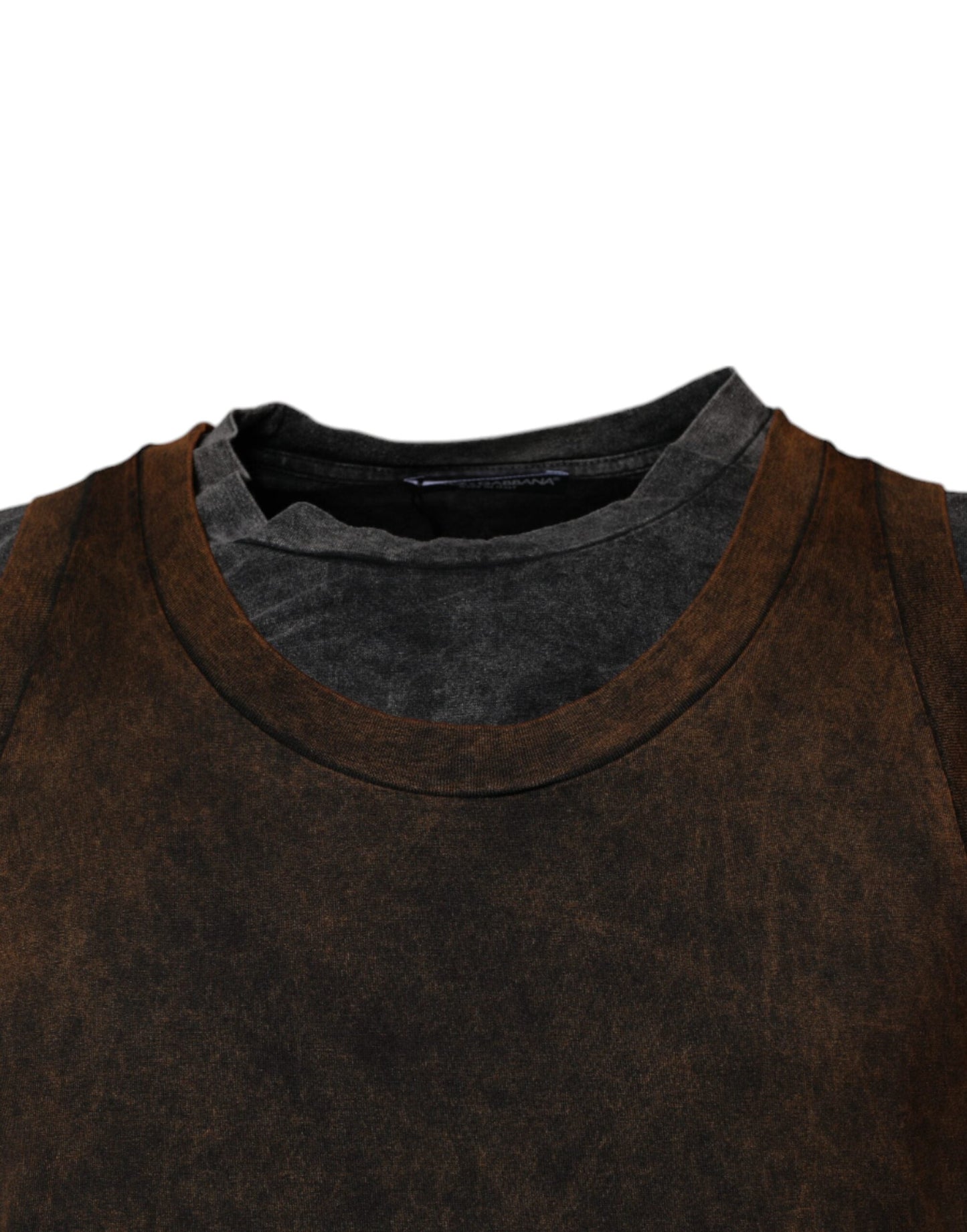 Dolce & Gabbana Brown Cotton Round Neck Sleeveless T-shirt - IT52 | XL