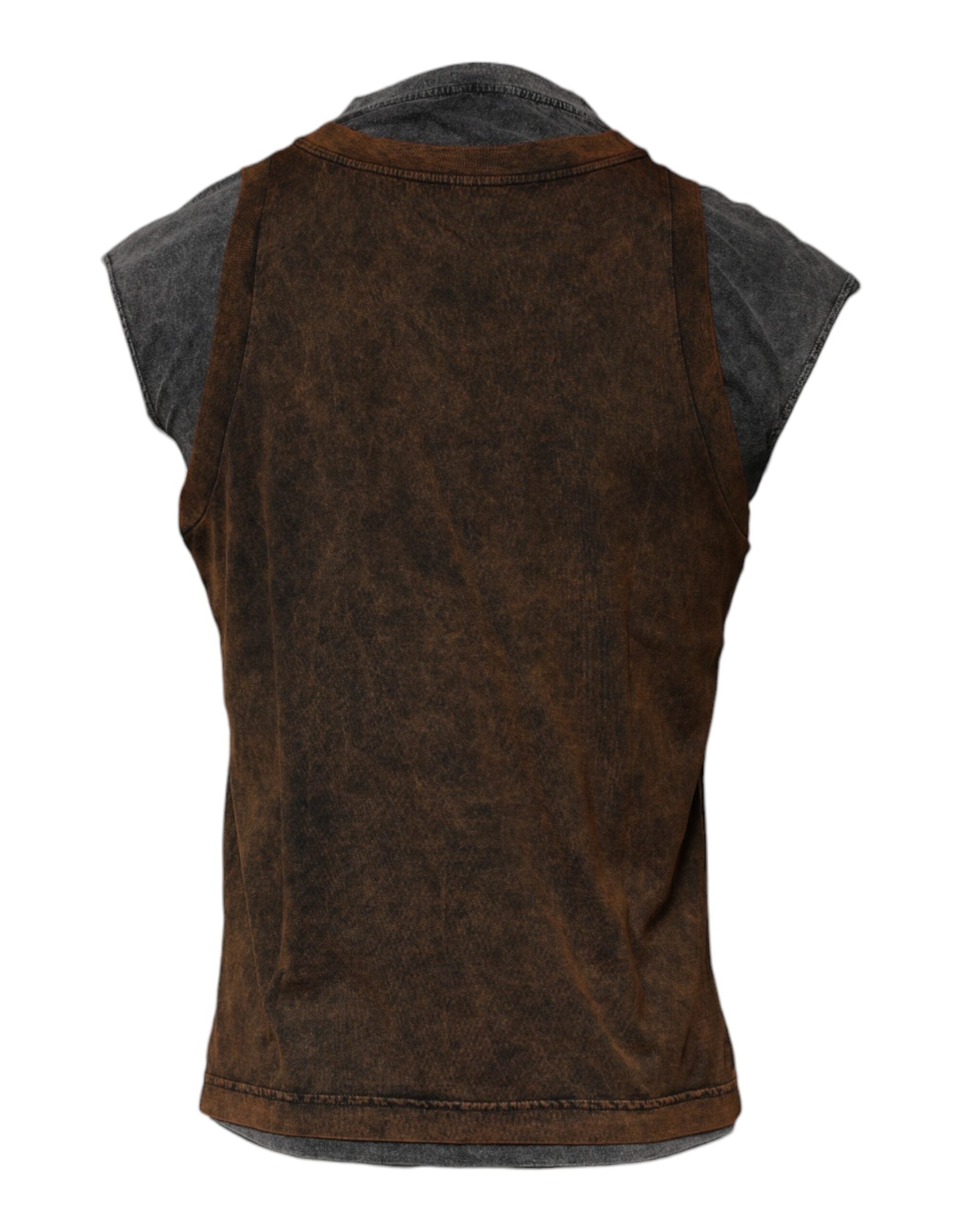 Dolce & Gabbana Brown Cotton Round Neck Sleeveless T-shirt - IT52 | XL