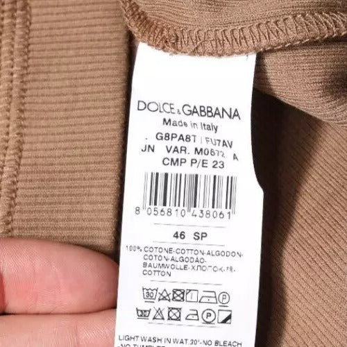 Dolce & Gabbana Brown Cotton Sleeveless Round Neck Tank T-shirt - IT46 | S