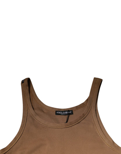 Dolce & Gabbana Brown Cotton Sleeveless Round Neck Tank T-shirt - IT50 | L