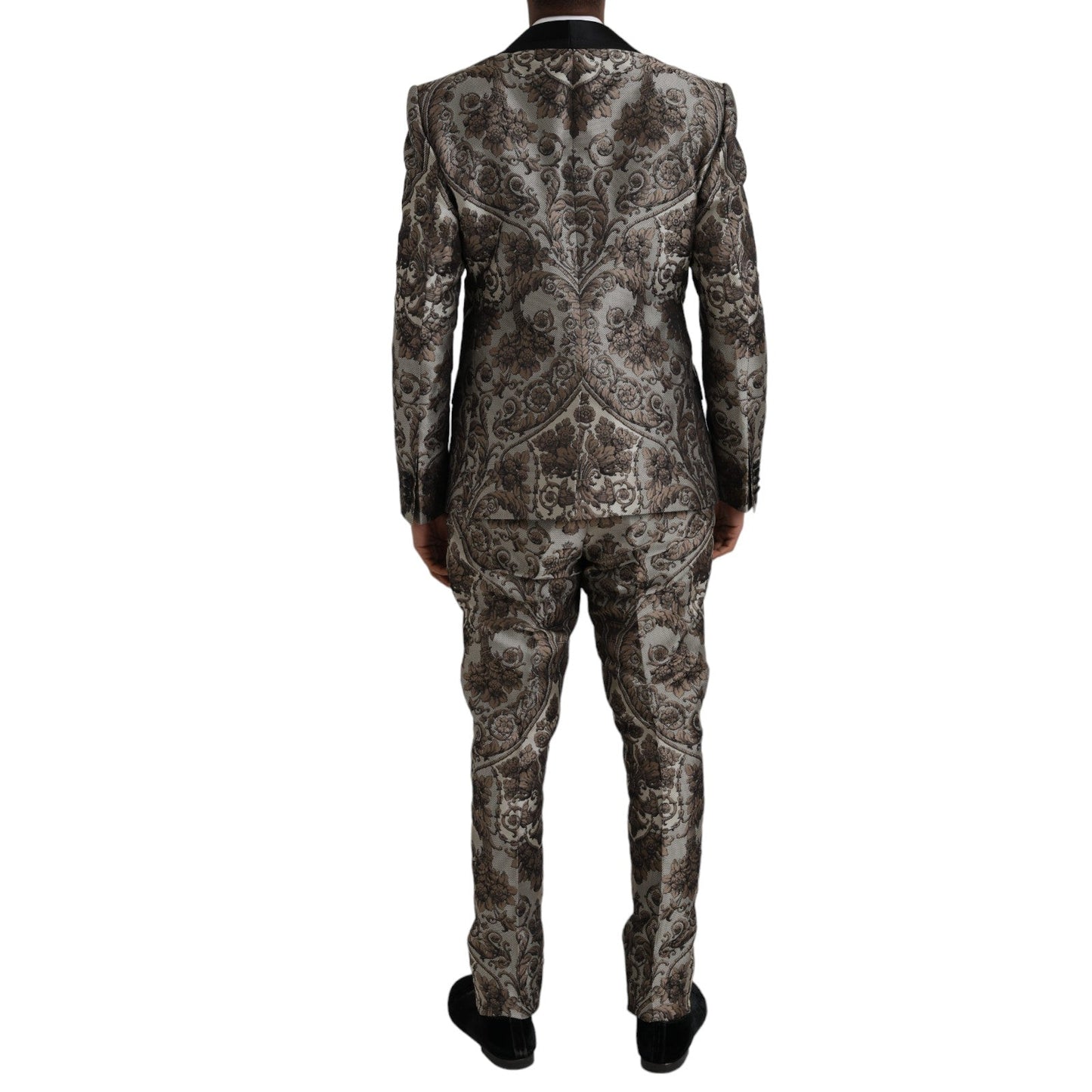 Dolce & Gabbana Brown Floral Jacquard Formal 3 Piece Suit - IT54 | XL