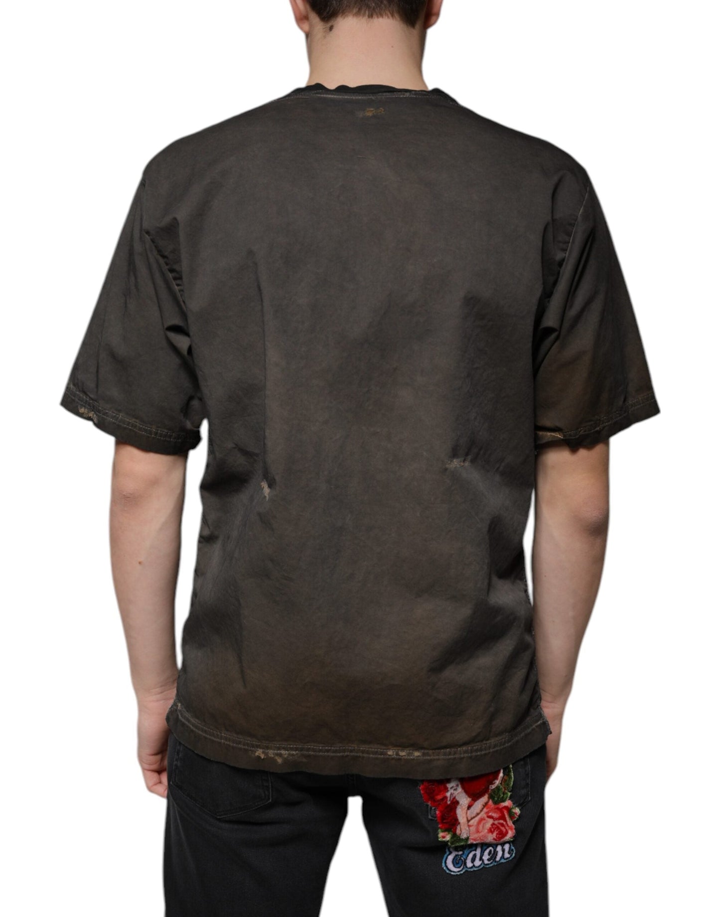 Dolce & Gabbana Brown Graphic Print Cotton Round Neck T-shirt - IT48 | M