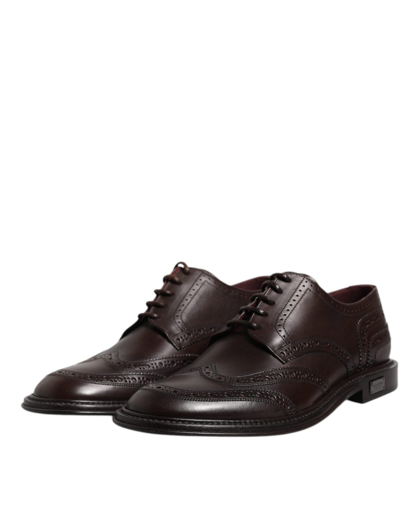 Dolce & Gabbana Brown Leather Derby Wingtip Lace Up Formal Dress Shoes - EU39/US6