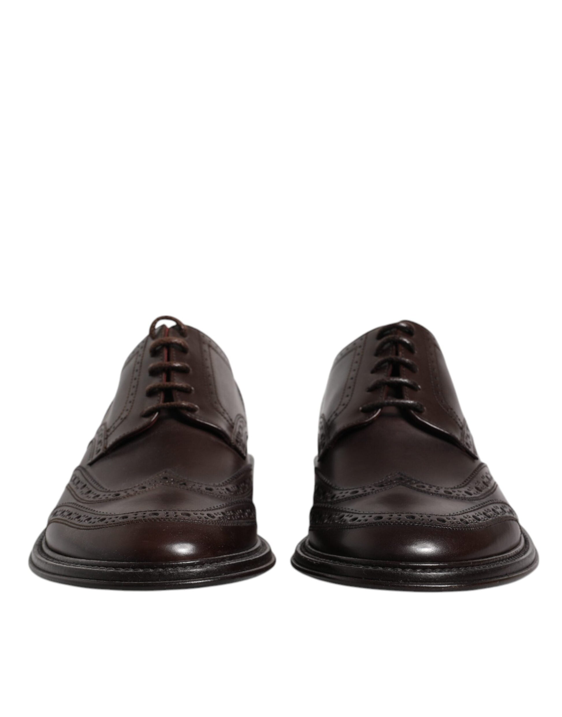 Dolce & Gabbana Brown Leather Derby Wingtip Lace Up Formal Dress Shoes - EU39/US6