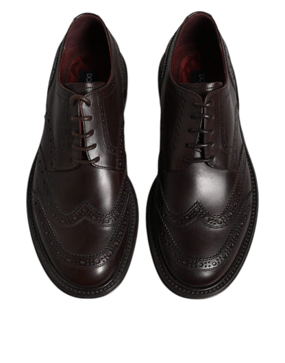 Dolce & Gabbana Brown Leather Derby Wingtip Lace Up Formal Dress Shoes - EU39/US6