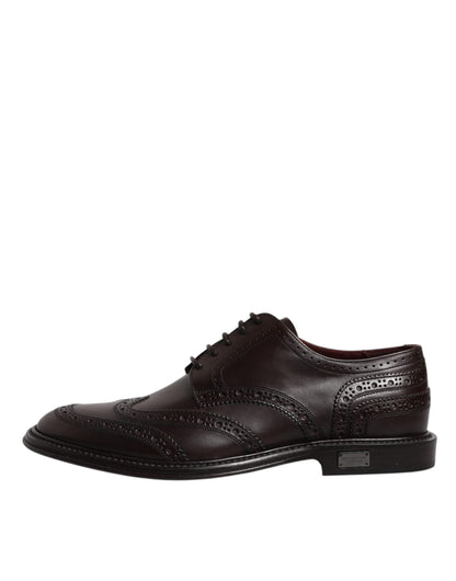 Dolce & Gabbana Brown Leather Derby Wingtip Lace Up Formal Dress Shoes - EU39/US6