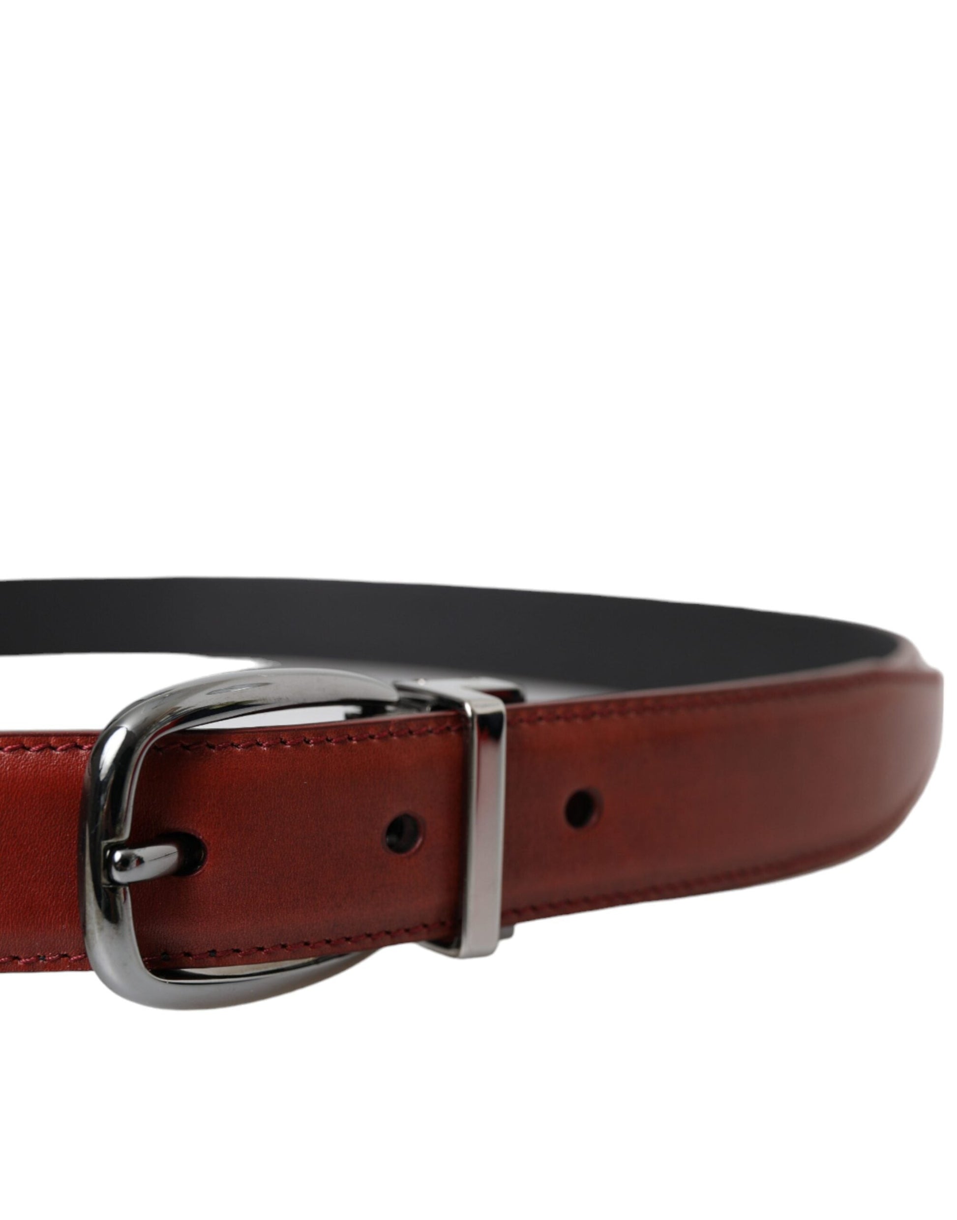 Dolce & Gabbana Brown Leather Silver Metal Buckle Belt Men - 95 cm / 38 Inches