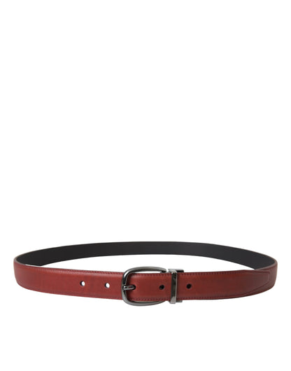 Dolce & Gabbana Brown Leather Silver Metal Buckle Belt Men - 95 cm / 38 Inches