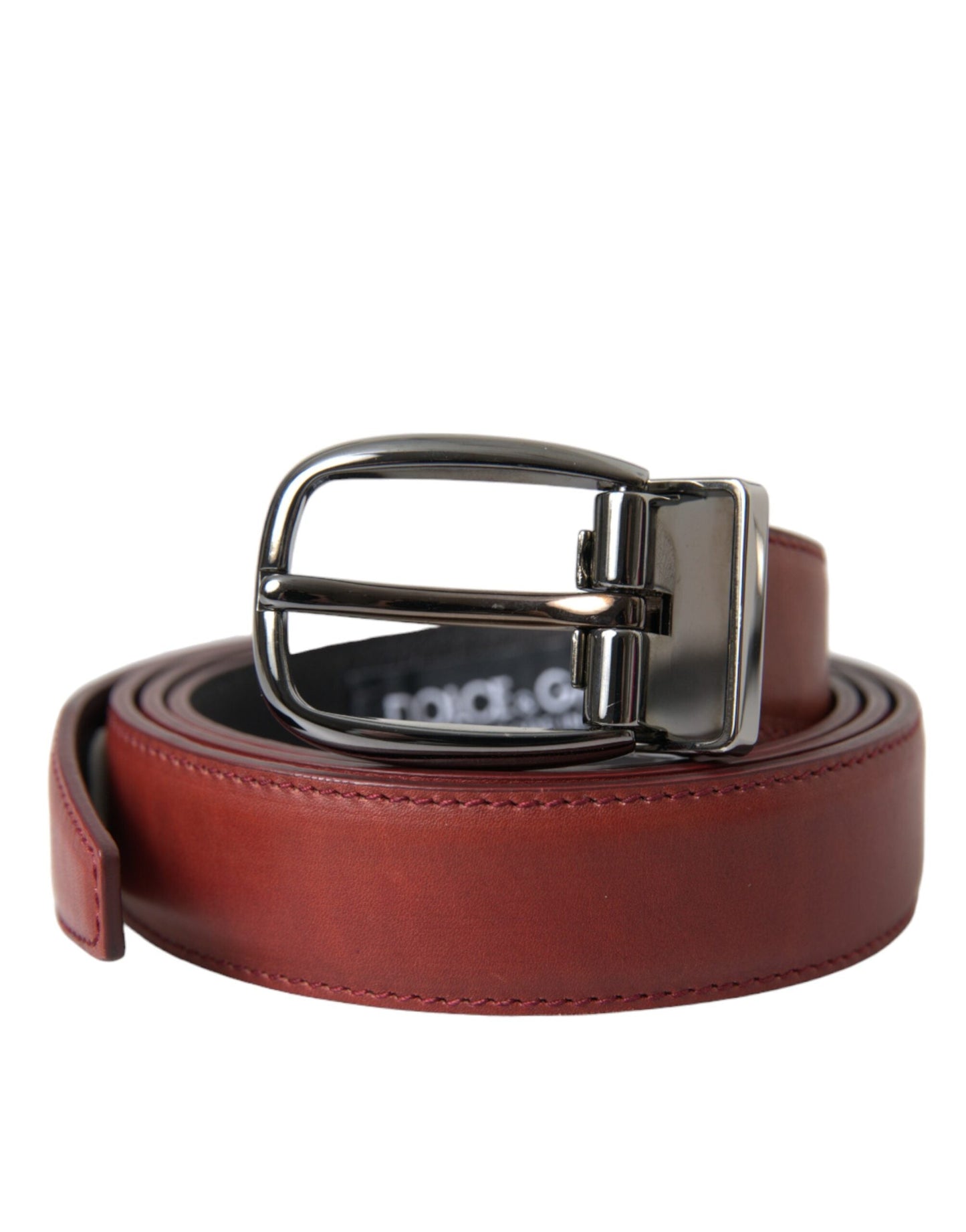 Dolce & Gabbana Brown Leather Silver Metal Buckle Belt Men - 95 cm / 38 Inches