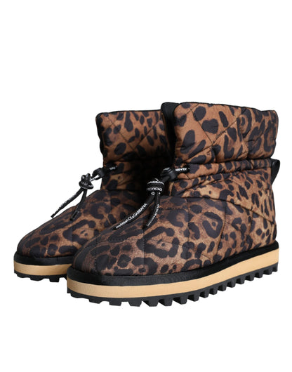 Dolce & Gabbana Brown Leopard Ankle Boots Padded Shoes - EU44/US11