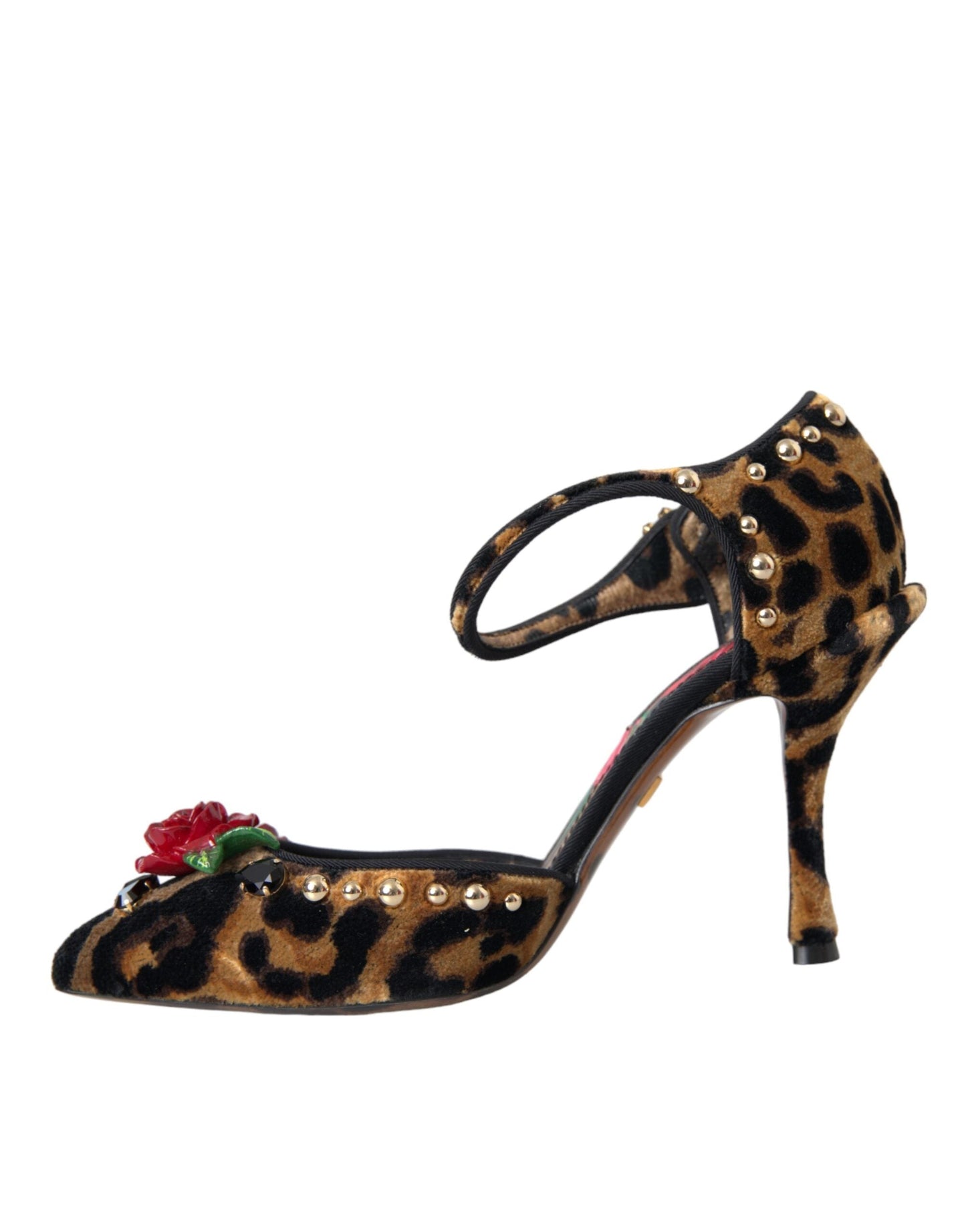 Dolce & Gabbana Brown Leopard Floral Crystal Mary Janes Pumps Shoes - EU37.5/US7