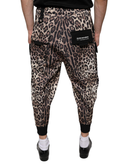 Dolce & Gabbana Brown Leopard Polyester Jogger Pants - IT44 | XS