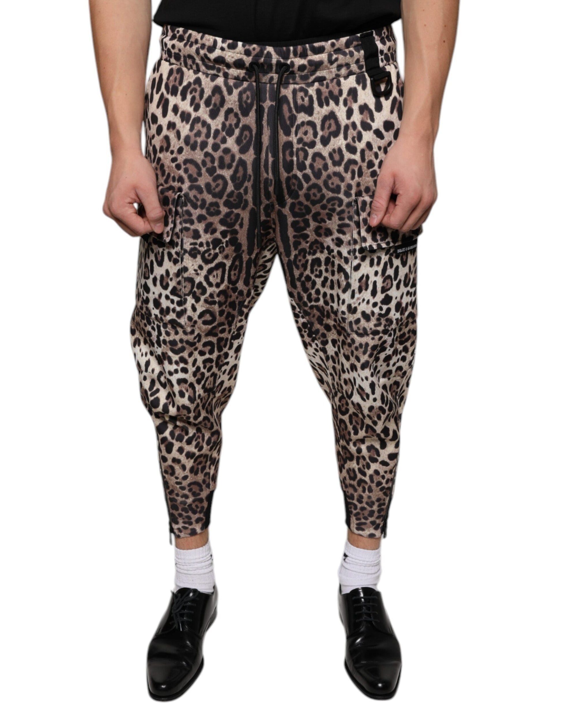 Dolce & Gabbana Brown Leopard Polyester Jogger Pants - IT44 | XS