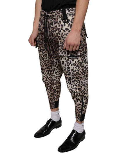 Dolce & Gabbana Brown Leopard Polyester Jogger Pants - IT44 | XS