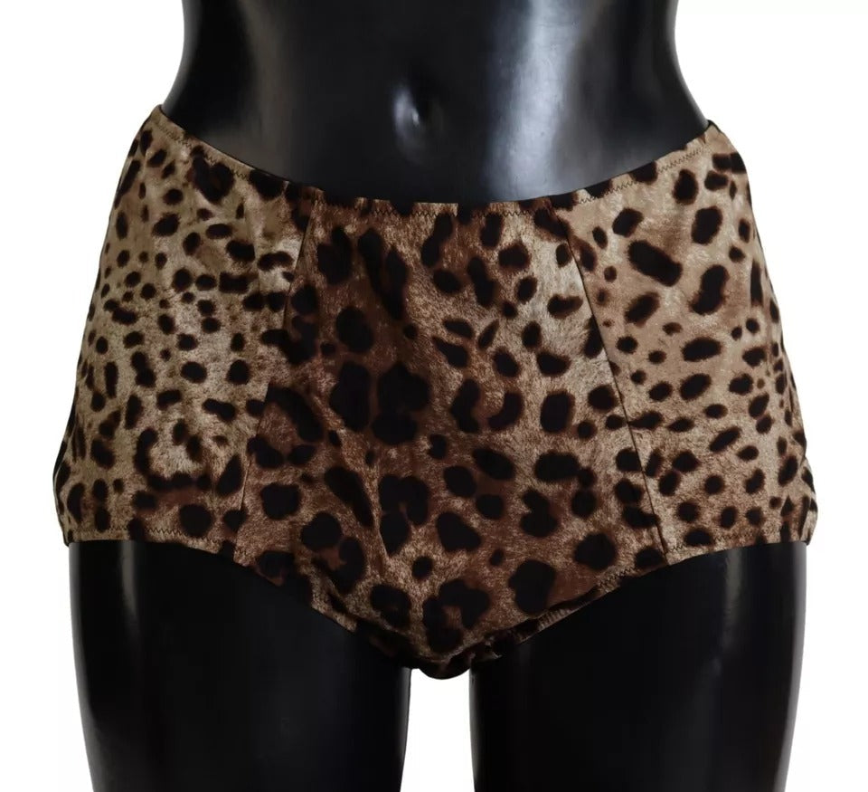 Dolce & Gabbana Brown Leopard Print Swimsuit Swimwear Bikini Bottom - IT4 | L