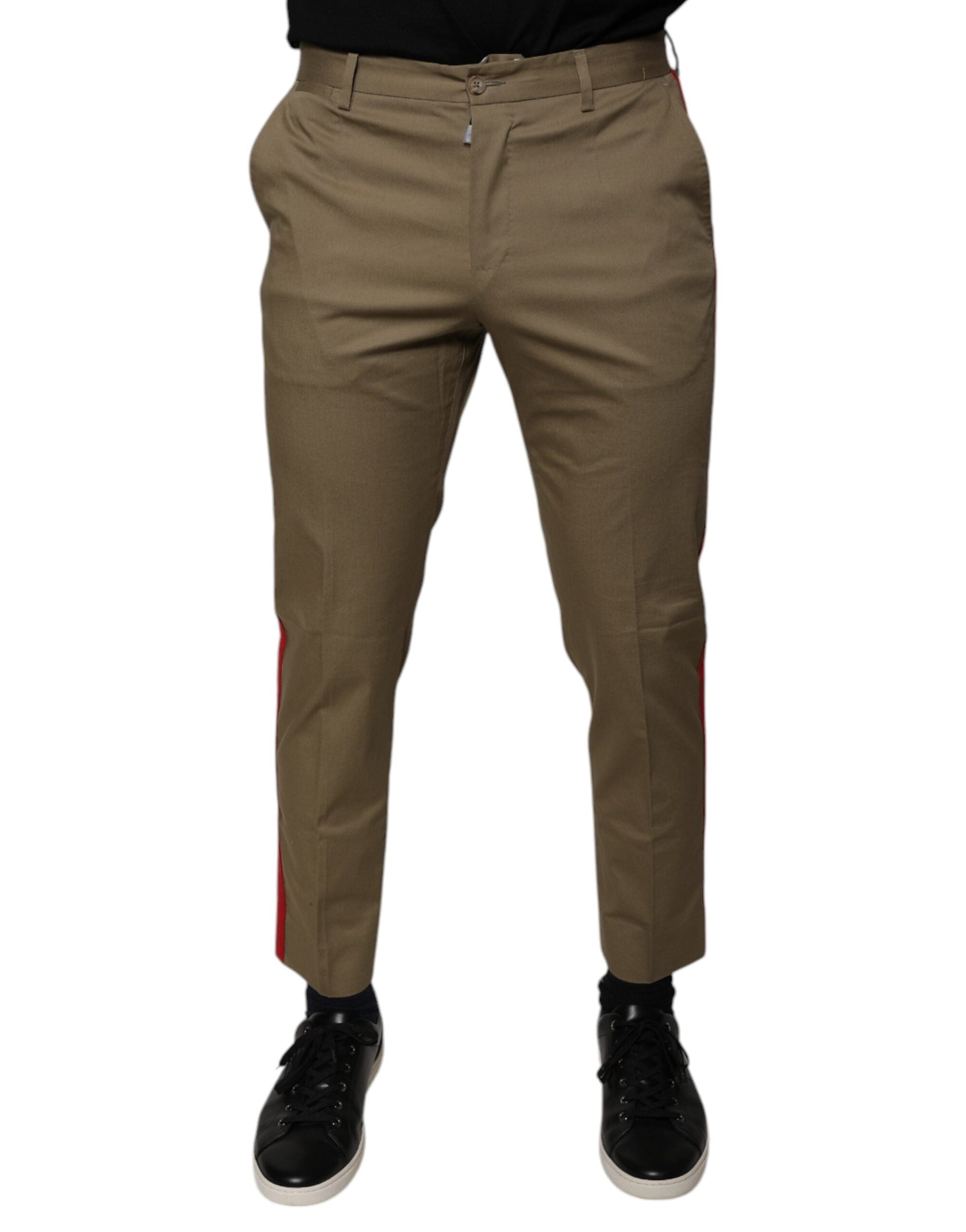 Dolce & Gabbana Brown Logo Men Casual Tapered Pants - IT46 | S