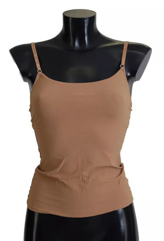 Dolce & Gabbana Brown Nylon Stretch Sleeveless Top Underwear - IT1 | XS