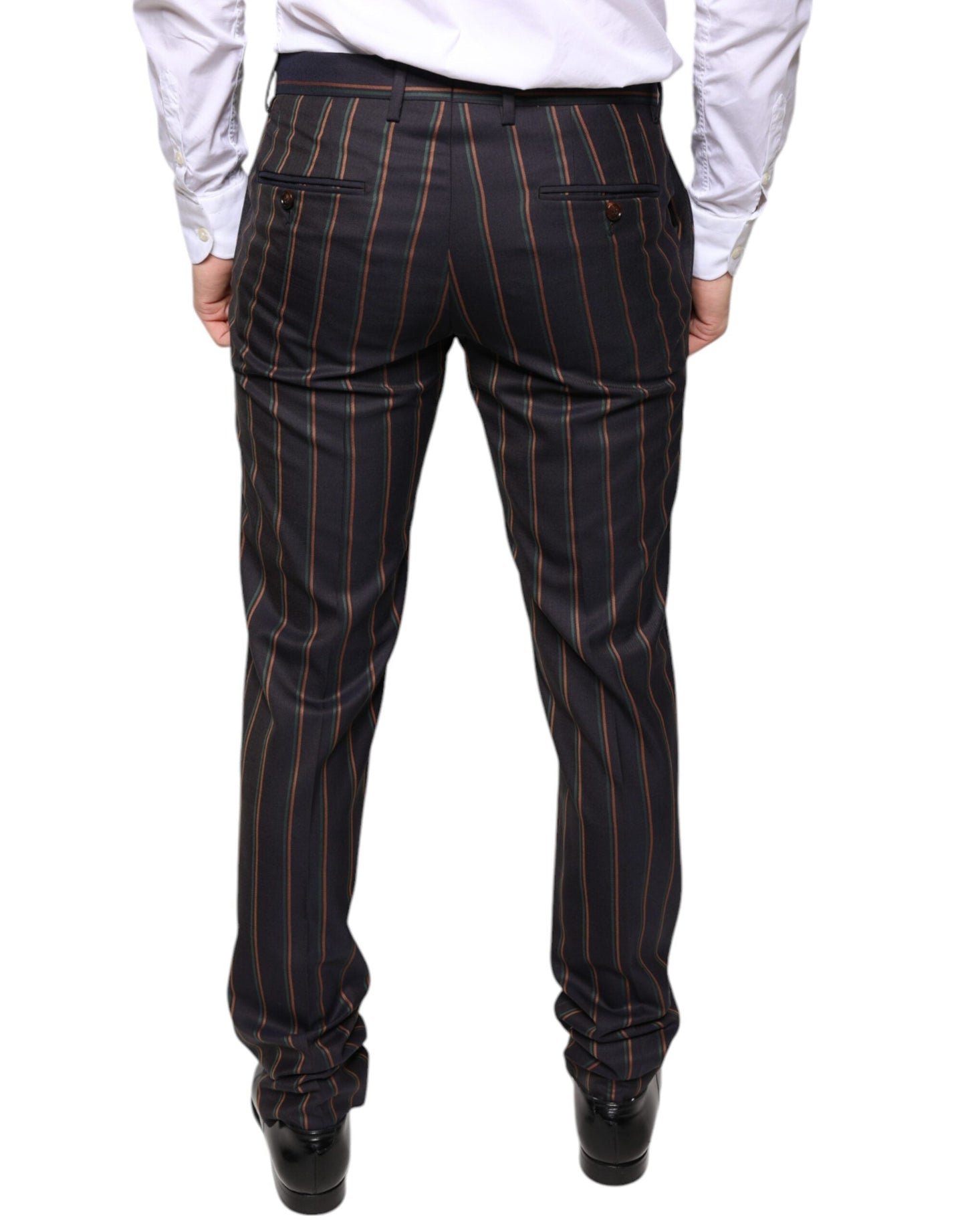 Dolce & Gabbana Brown Stripes Skinny Men Dress Pants - IT48 | M