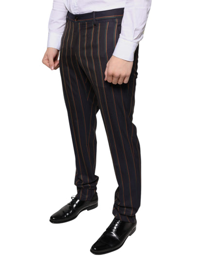 Dolce & Gabbana Brown Stripes Skinny Men Dress Pants - IT48 | M