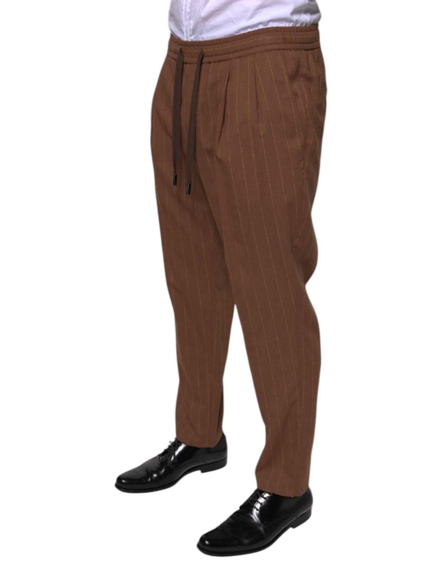 Dolce & Gabbana Brown Stripes Skinny Men Dress Pants - IT48 | M