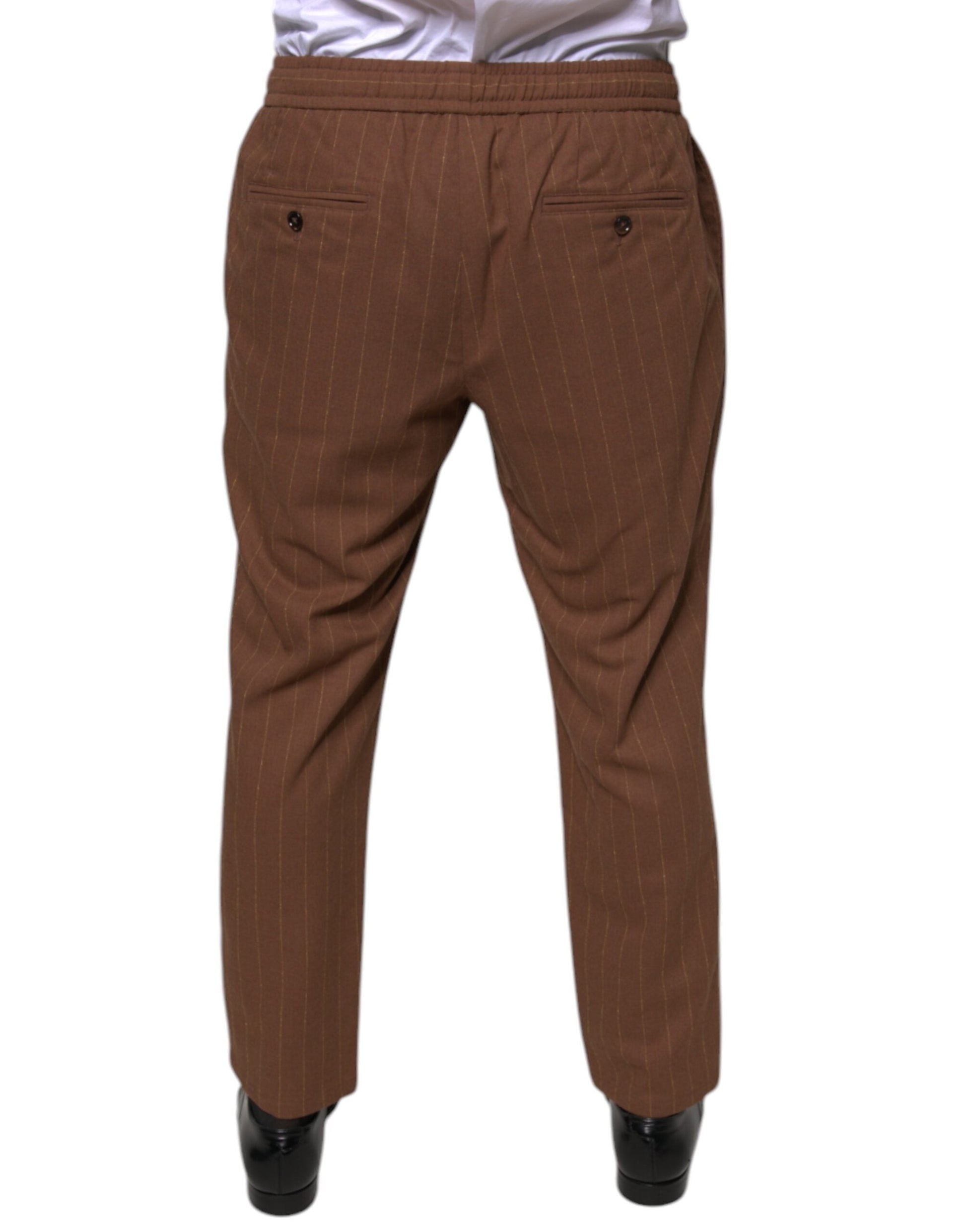 Dolce & Gabbana Brown Stripes Skinny Men Dress Pants - IT48 | M